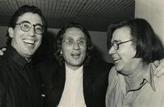 Ivan Lins, Alberto Traiger, and Tom Jobim together in a black and white photo