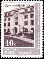 1970 Peruvian stamp featuring Ministry of Transport and Communication