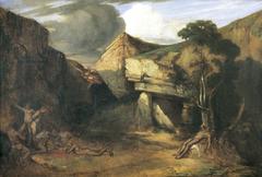 Cannibal scene from El árbol de la muerte showing tribal figures and a dramatic forest setting