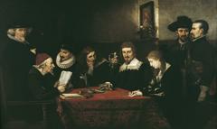 La apertura del testamento painting from 1864 depicting a group of people witnessing the reading of a will