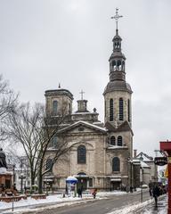 Cathedral-Basilica of Notre-Dame de Quebec in Quebec City, oldest church in Canada with historic architecture