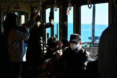 Scenic view of Enoshima Island with coastline and ocean in Japan