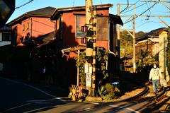 Scenic view of Enoshima island with blue sky and calm sea in Japan