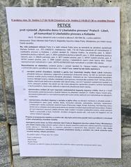 Petition sign near Bohumil Hrabal Square in Czech Republic