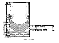 Balcony floor plan of New Amsterdam Theatre in New York City as originally built in 1903