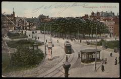 Weesperplein Amsterdam view from Sarphatistraat with tram house and Weesperstraat in background circa 1916