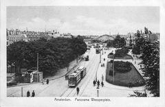 Panoramic view of Weesperplein in Amsterdam early 20th century