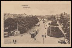 Weesperplein in Amsterdam viewed from the corner of Weesperstraat at the intersection with Sarphatistraat around 1920