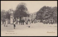 Weesperplein square with Weesperstraat street in the background, Amsterdam around 1900, vintage postcard