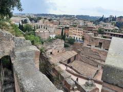 Panoramic view of Rome ancient cityscape with historical buildings and landmarks