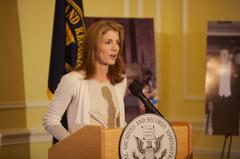 Caroline Kennedy speaking at the National Archives in Washington DC during the John F. Kennedy Library Digital Archives launch on January 13, 2011