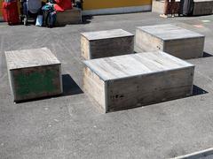 Waiting area with mailboxes at Lyon-Part-Dieu train station in April 2019