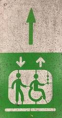 Ground markings indicating elevators at Lyon-Part-Dieu train station