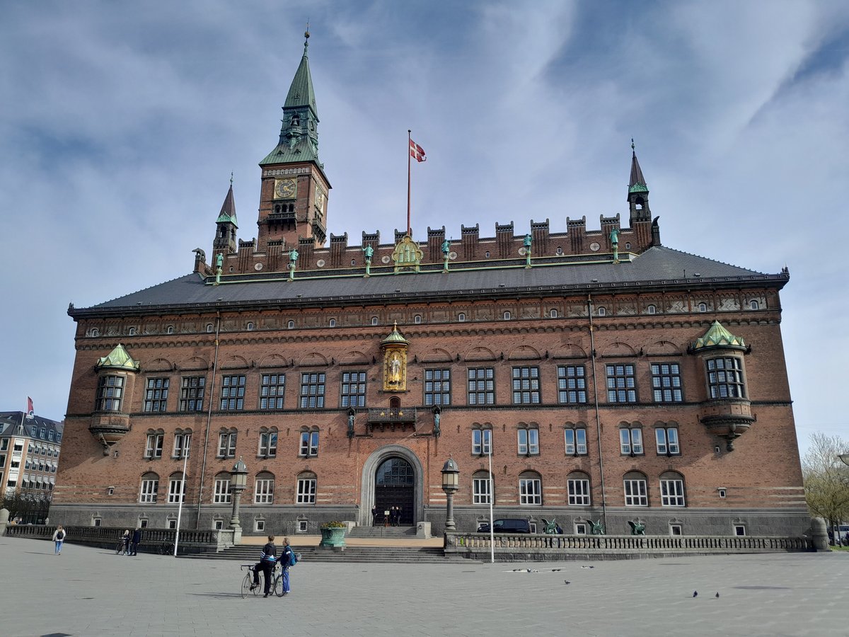 Aerial view of Copenhagen, Denmark showcasing its colorful historic buildings and waterfront