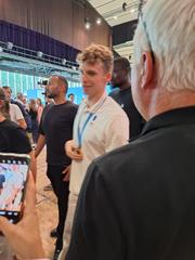 Swimmers celebrating at Club France VIP area