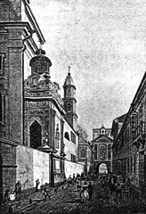 Ostra Brama in Vilnius from a Polish book illustration