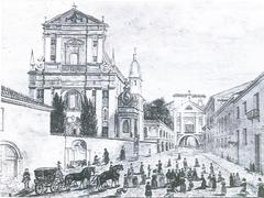 Vilnia street Vastrabramskaja and the Church of St. Teresa with Carmelite monastery in 1840