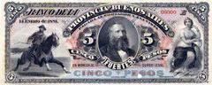 Argentine peso fuerte banknotes from 1871 featuring Alsina design