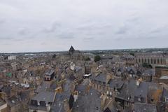 Panoramic view of Dinan with historic medieval buildings and rooftops
