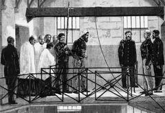 Ned Kelly being led to the scaffold at Old Melbourne Gaol for execution