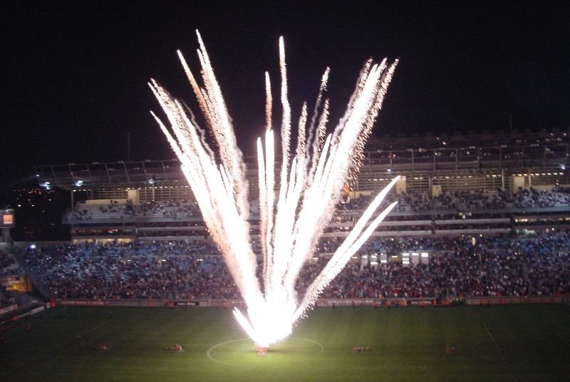 Fireworks display at Stade Vélodrome during Olympique de Marseille's last match of the 2005-2006 season