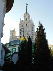 Church of Saint Nikita in Shvivaya Gorka surrounded by trees in spring