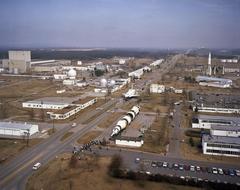 Space Shuttle Orbiter Enterprise being towed on Rideout Road at George C. Marshall Space Flight Center in 1978