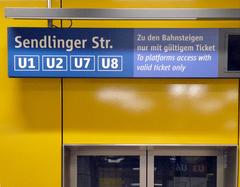Elevator sign at Sendlinger Tor underground station in Munich showing metro line numbers U3 and U6