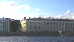View of Universitetskaya Embankment with Zoological Museum and Kunstkamera buildings in Saint Petersburg