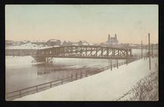 Historical view of Green Bridge over Neris River in Vilnius, Lithuania (1917)