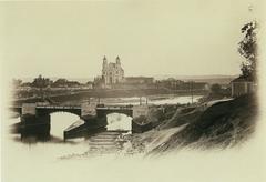 Green Bridge over Vialla River in Vilnia showing historic architecture