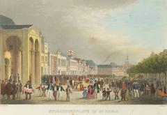 Historic view of Spielbudenplatz in St. Pauli, Hamburg from 1860