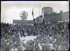 Crowded stands at the Nou Camp de Mestalla during a historic Copa final