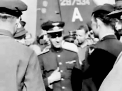 Red Air Force and USAAF officials meeting at Poltava Airfield Ukraine June 2 1944