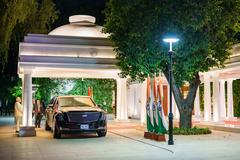 President Joe Biden departing the Prime Minister’s Residence in New Delhi aboard the presidential limousine after meeting with Indian Prime Minister Narendra Modi