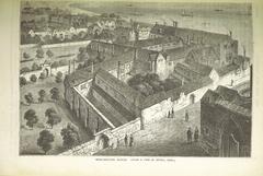 Vintage map of old London from historical book illustrating city layout and landmarks