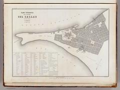 Topographic map of the City of Callao, Peru from 1855, corrected in 1862