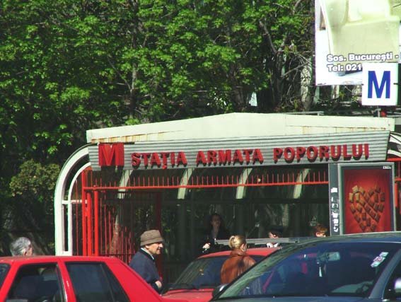 Armata Poporului metro station entrance in Bucharest