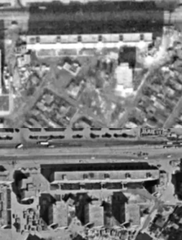 Satellite images of Block OD16 in 1976 and 1980 showing earthquake damage