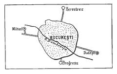 Surroundings of Bucharest showing four rural communes now incorporated: Dudeşti, Herăstrău, Militari, Progresu