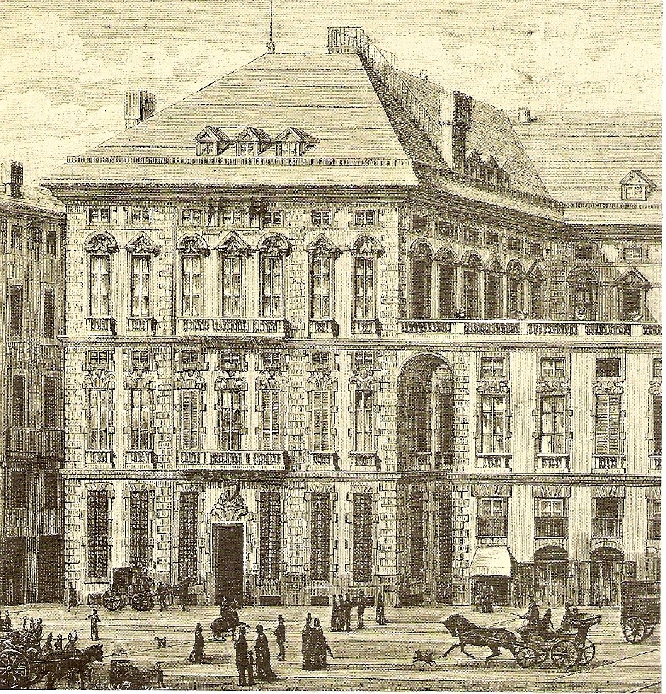 19th century drawing of Palazzo Rosso in Genoa