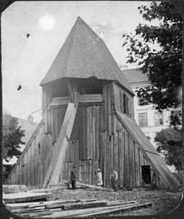 Old wooden bell tower of Hedvig Eleonora Church in Sweden