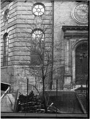 Facade of Hedvig Eleonora Church south side during 1944 restoration with completely fallen plaster