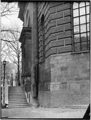 Facade of Hedvig Eleonora Church during 1944 restoration with plaster completely removed