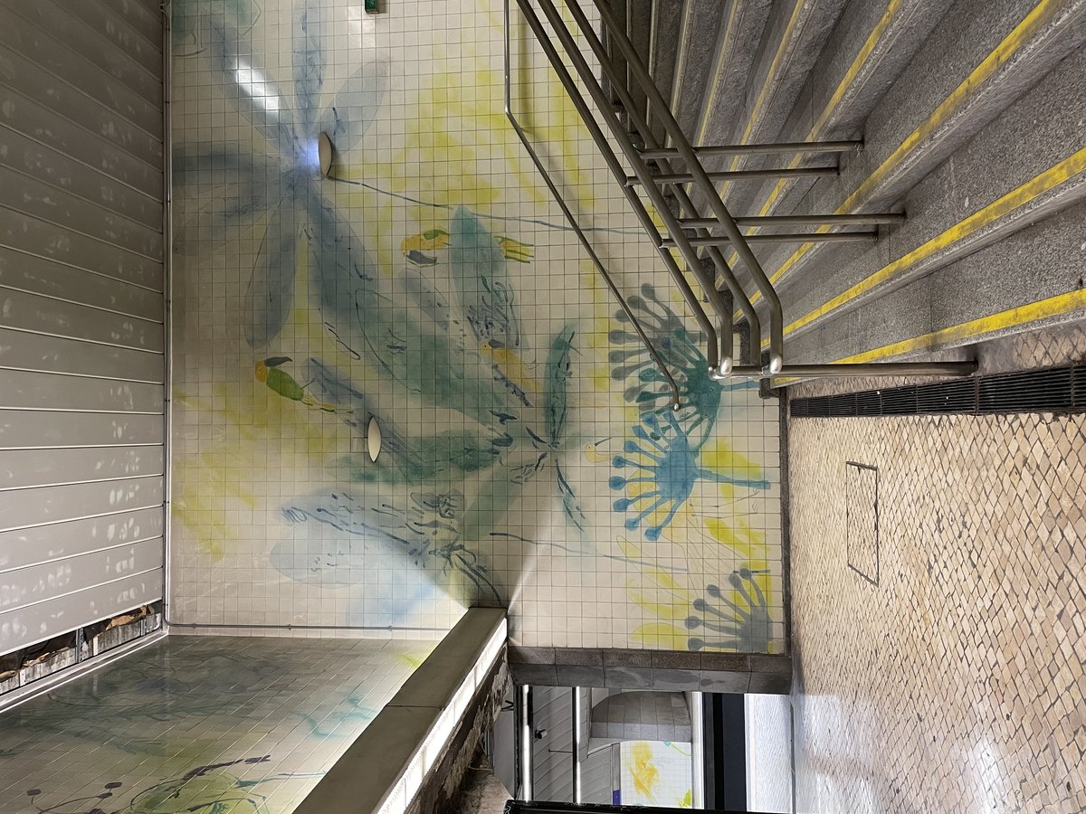 Azulejo tile panels by Júlio Resende at Jardim Zoológico metro station in Lisbon