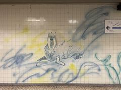 Azulejo tile panels by Júlio Resende at Jardim Zoológico metro station in Lisbon
