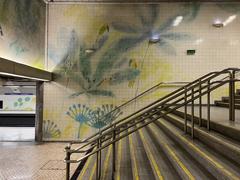 Colorful tile panels by Júlio Resende at Jardim Zoológico metro station in Lisbon