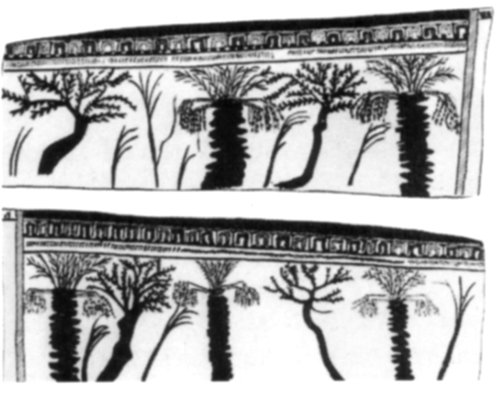 Historical drawing of Tomb V in Anfushi, Alexandria, Egypt from 1874
