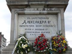 Plaque on the east side of the Russian monument in Sofia, Bulgaria