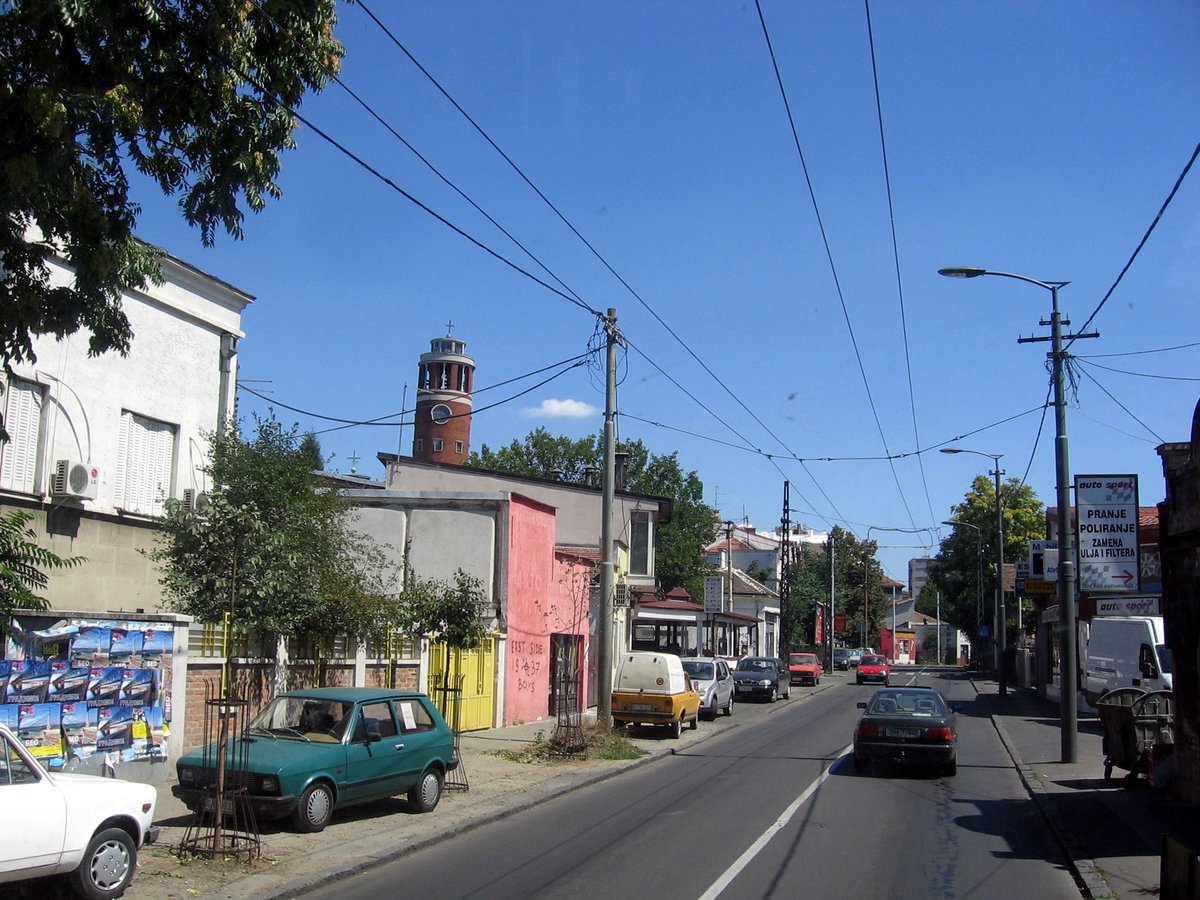 The bell tower of the Church of Saint Anthony of Padua at the Red Cross in Belgrade